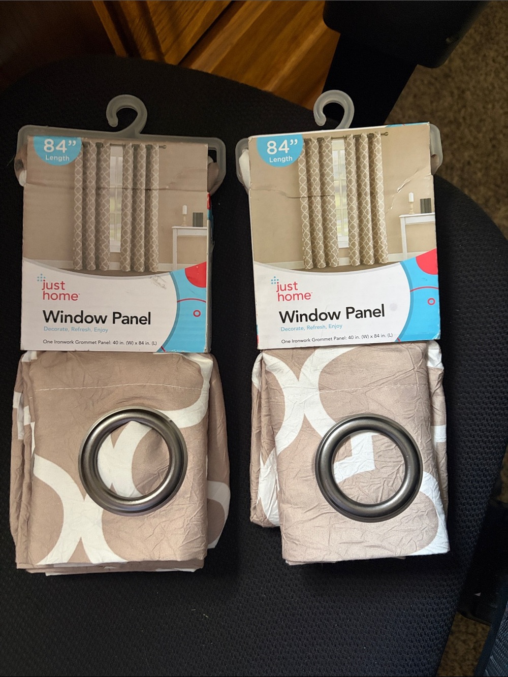 Taupe Window Panel Pair with Grommet Top